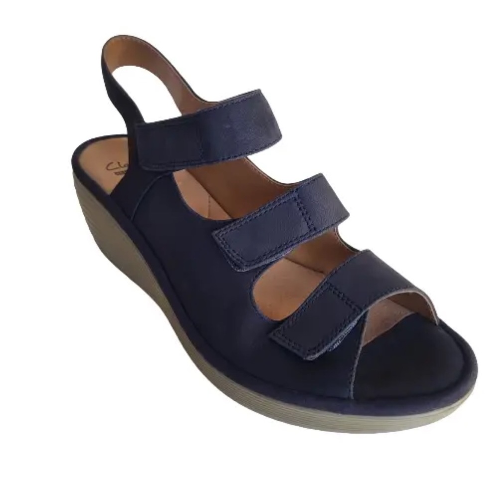 Clark’s Collection Platform Blue Slingback Sandal Women Size 8.5